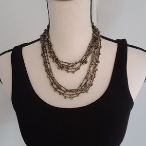 Gunmetal toned beaded necklace